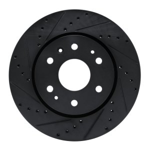 Chevrolet Colorado Brake Rotor (1) - Front Left - R1 Concepts - Drilled & Slotted - Black - `23-`25